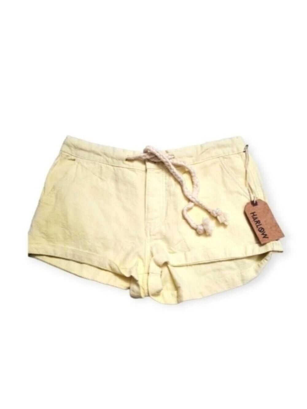 NWT Harlow Coastal Linen Cotton Blend Shorts Yellow M - Picture 1 of 14